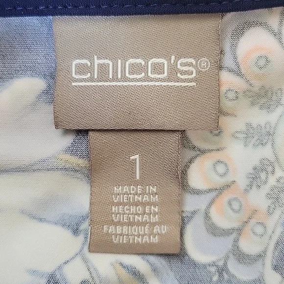 Chico's Blue Floral Paisley Briah V-neck Maxi Dress Size Medium - Picture 6 of 8